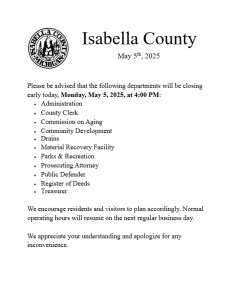 preview image of first page Early Closing, May 5th, 2025