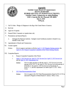 preview image of first page May 6, 2025 Agenda
