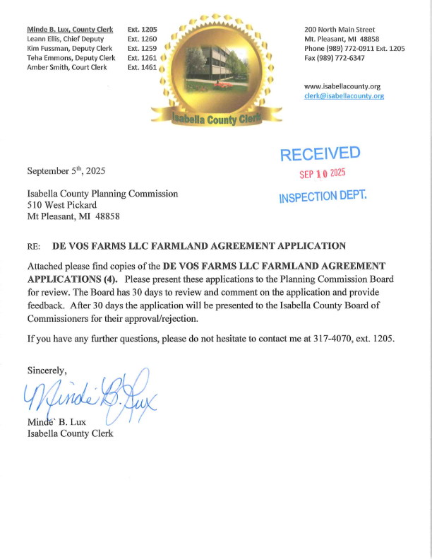 preview image of first page Farmland Agreement – De Vos Farms LLC – Isabella, Nottawa, and Gilmore
