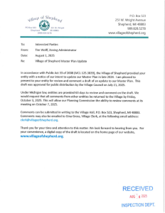 preview image of first page Village of Shepherd Draft Master Plan