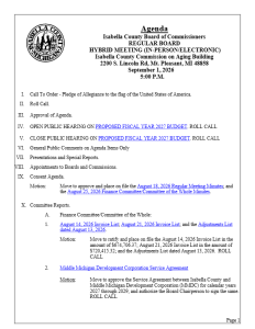 preview image of first page September 1, 2026 Regular Meeting Agenda